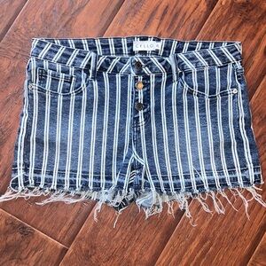 CELLO Striped Jean Shorts